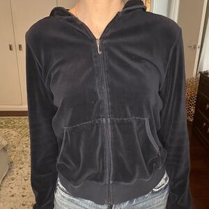 Women's Black Velour Hoodie Jacket